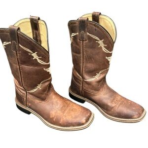 Smoky Mountain Logan Brown Western Cowboy Boots Bull‎ Head, Size 5.5. Preowned